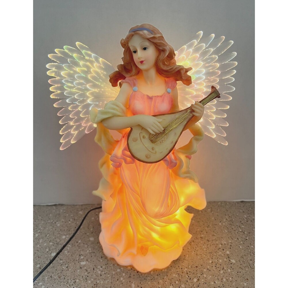 Vtg Fiber Optic Angel Lamp Light Up Color Changing Decor Xmas Religious Decor